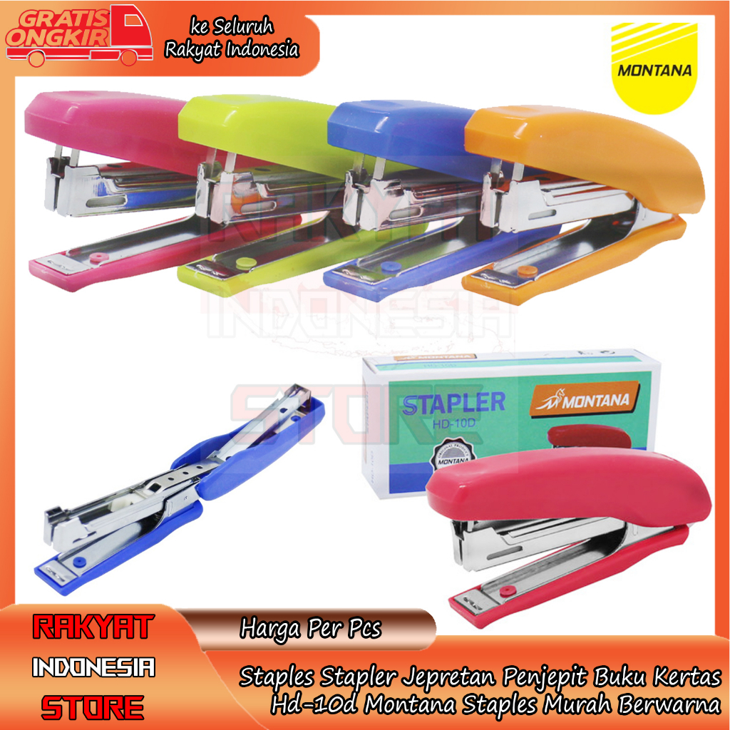 

NECIS MONTANA SEDANG STAPLES SETAPLES STAPLER SETAPLER NECIS CEKLEKAN JEPRETAN PENJEPIT BUKU KERTAS JILID BUKU HD-10D MONTANA STAPLER HD 10D PER PCS SATUAN SEKOTAK WARNA RANDOM PERALATAN ALAT KANTOR SEKOLAH KANTOR KULIAH KERJA ALAT STAPLES HEKTER JEPRETA