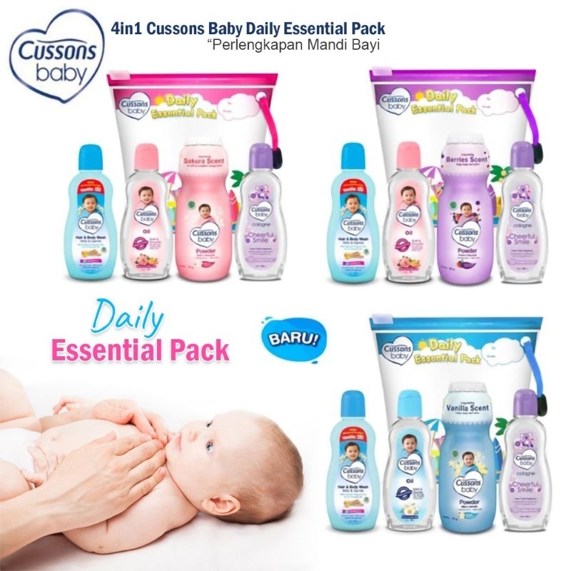 Cussons baby gift kado bag set BASIC ESSENTIAL MEDIUM dan MINI pack perlengkapan mandi bayi sabun shampo telon bedak baby cream hair lotion