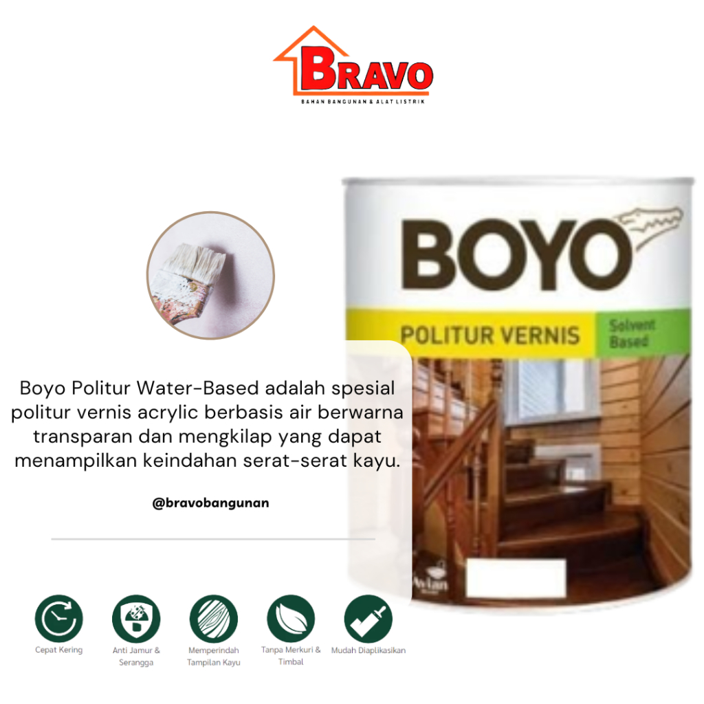 Boyo Politur Vernis Water Based 1kg/ Plitur Kayu