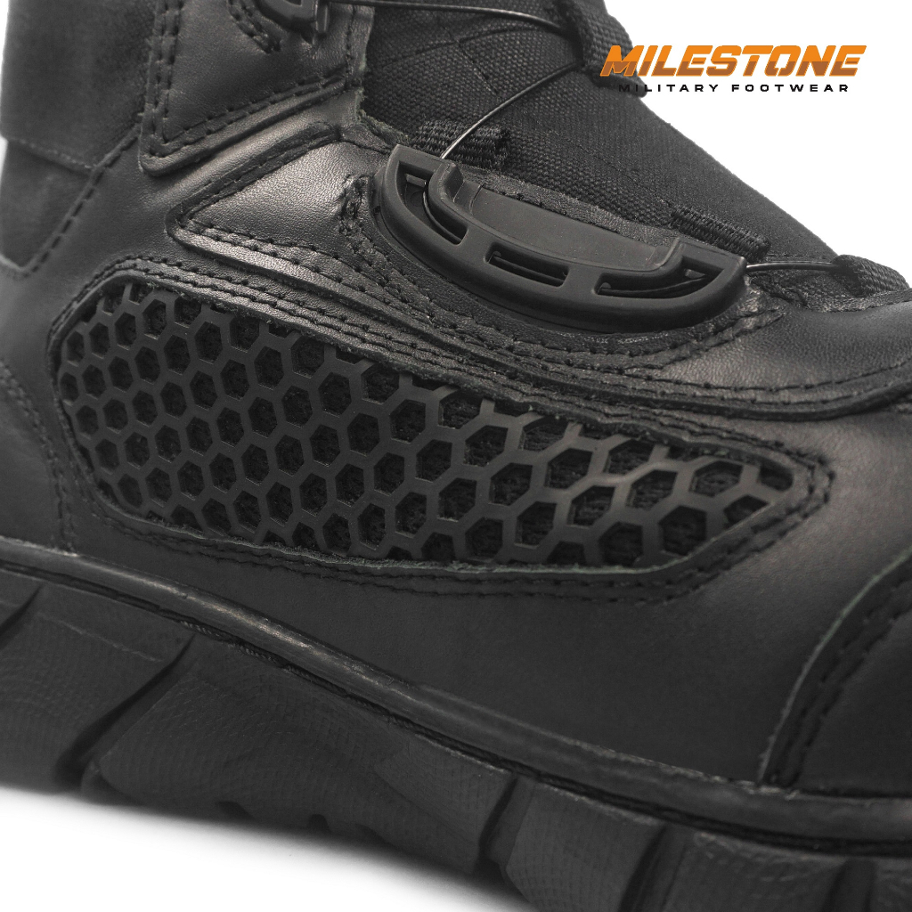 Sepatu PDL Tali Putar PDL Spinon LYCOS Bahan Kulit Asli Model Terbaru Sarang Tawon Untuk Tactical Lapangan Merk Milestone