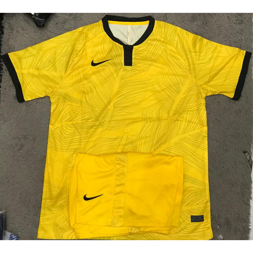 SETELAN BAJU FUTSAL SEPAK BOLA KUNING GARIS GRADE ORI IMPORT