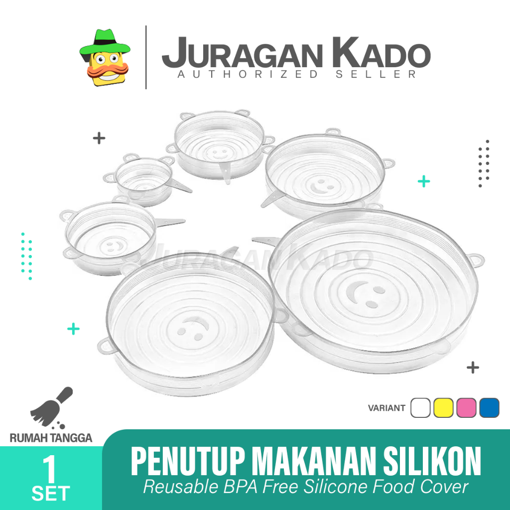 Penutup Wadah Makanan Silikon 6in1 Serbaguna Sillicone Food Cover Anti Tumpah Silikon Flexible