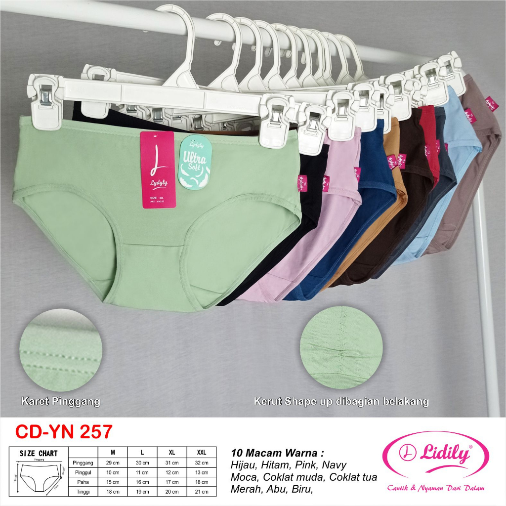 Lydyly - Celana Dalam Ultra Soft YN257 / YN239 | Cd Ultra Soft Katun | Underwear Wanita super soft | CD Daily Maxi Seamless Panty Katun Organik UNDERWEAR JUMBO