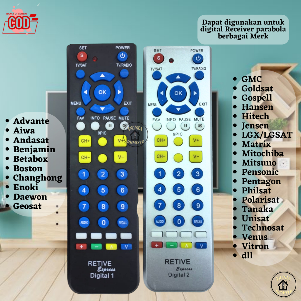 Remot Remote Receiver Parabola Multi Universal DIGITAL RETIVE berbagai merk tanpa dus