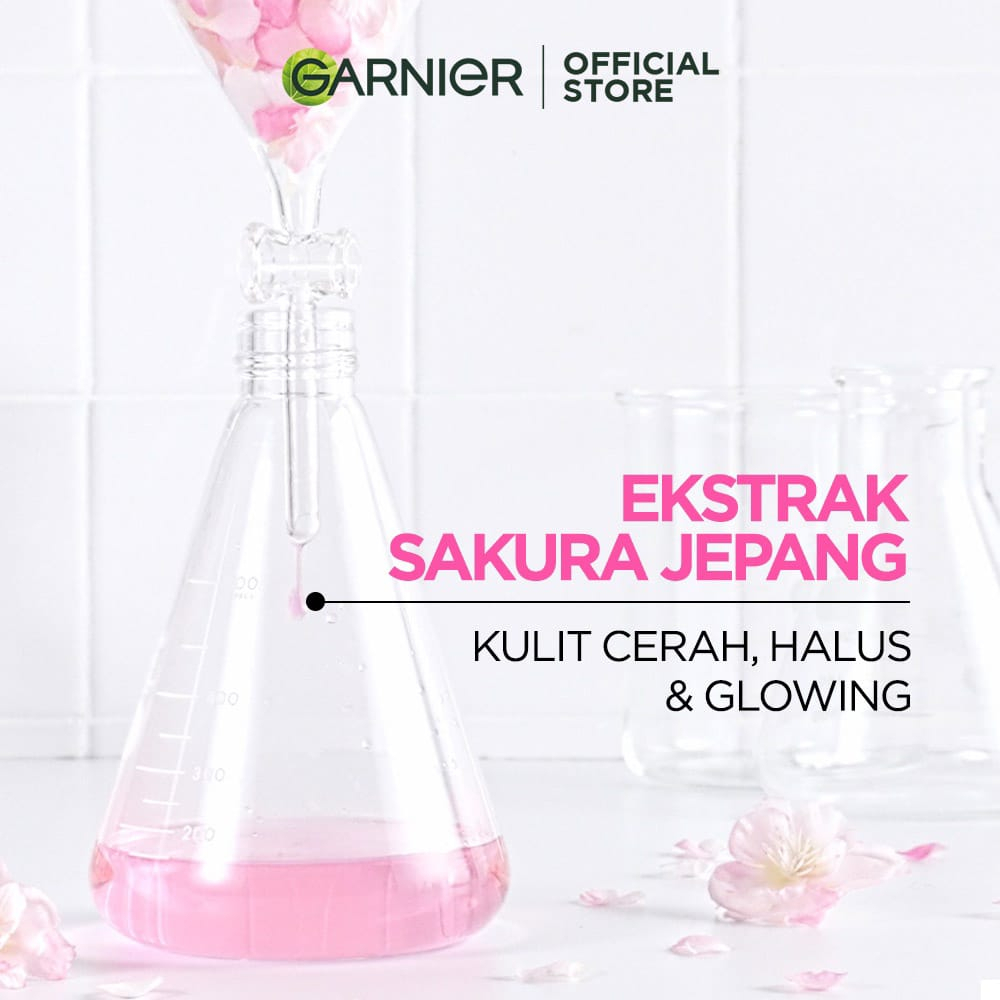 SERUM Garnier SAKURA Glow White Hyaluron 30x Booster Serum PINK - Kemasan Botol 30 ml / 15 ml - Skin Care Pencerah Wajah BPOM Putih Glowing