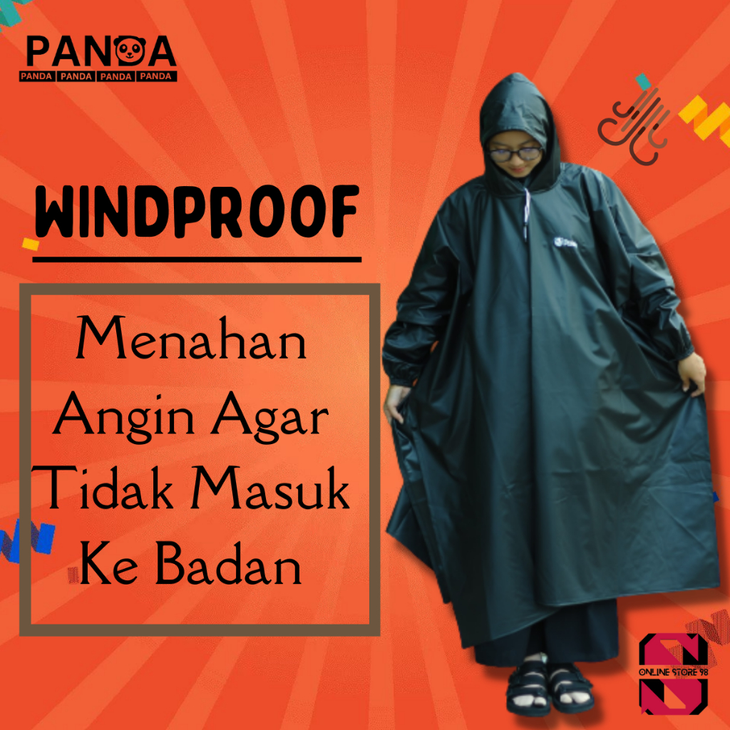 Jas Hujan Ponco Kelalawar By Panda Bahan Karet PVC Tebal dan Elastis Ukuran Jumbo Garansi Original