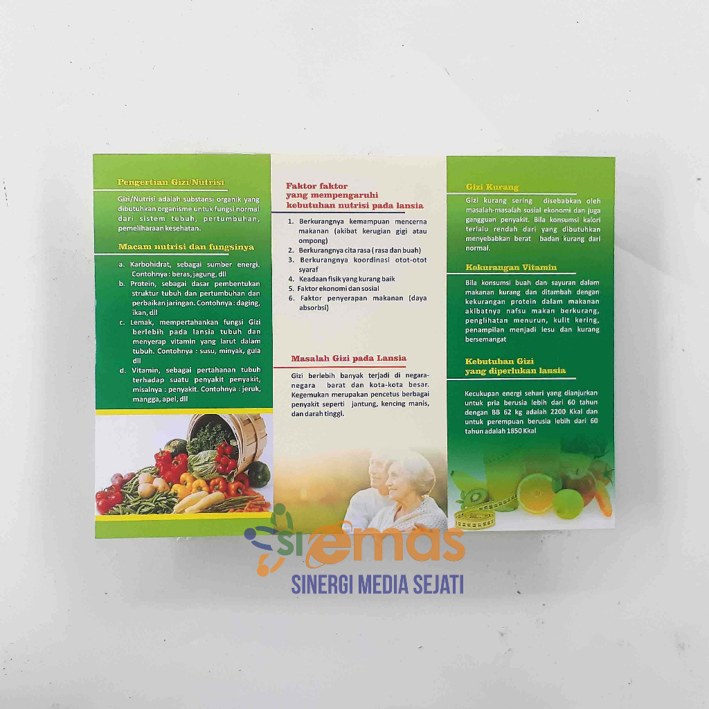 

Leaflet / Brosur Gizi Nutrisi Lansia, Leaflet Kesehatan Lansia, Edukasi Promkes