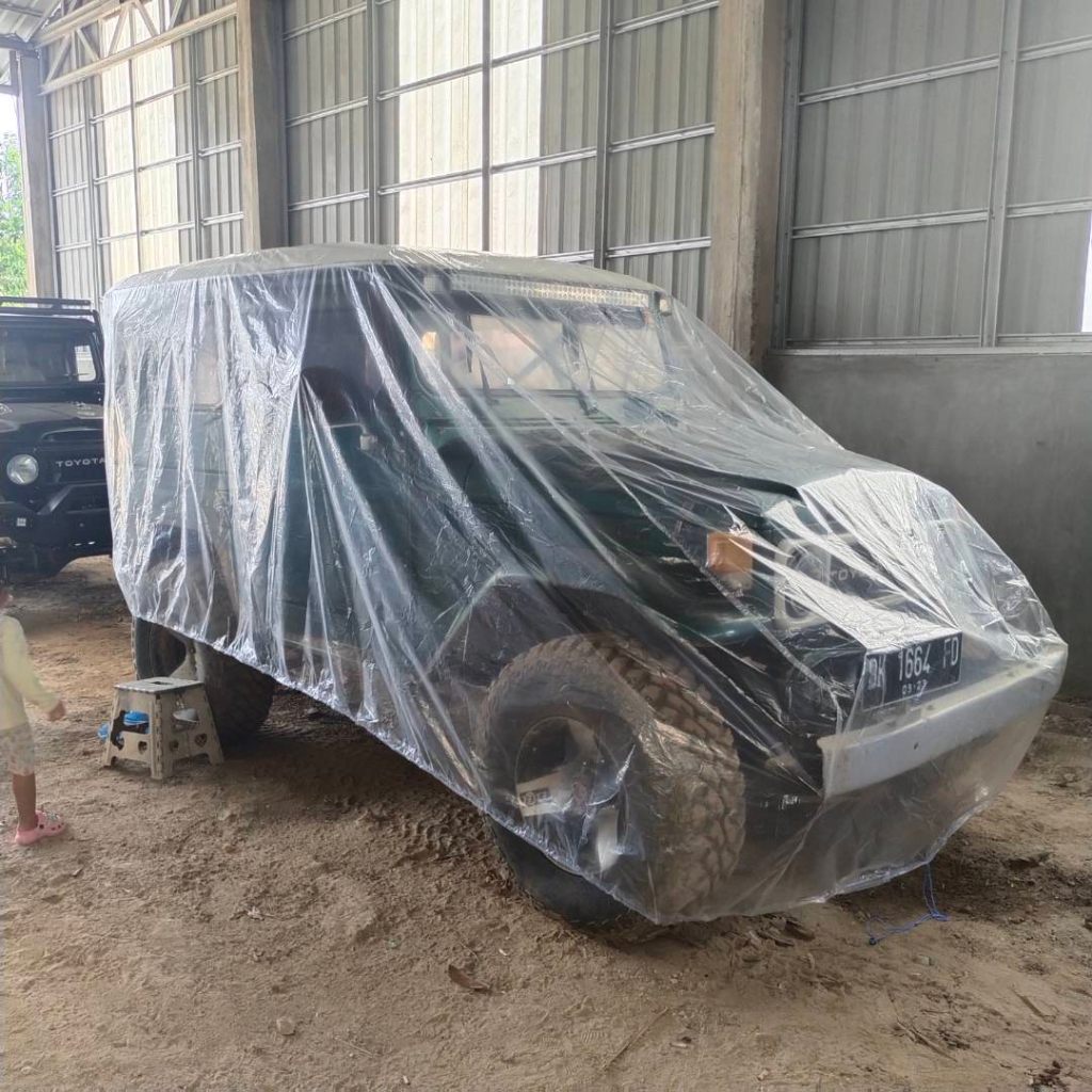 TOPCAR Cover Mobil Transparan HARDTOP TOYOTA Plastik Tebal Plastik Waterproof Outdoor Indoor Part Mobil Aksesoris Exterior Selimut Pelindung Anti Air Debu Kotoran Hewan Teras Gudang Rumah