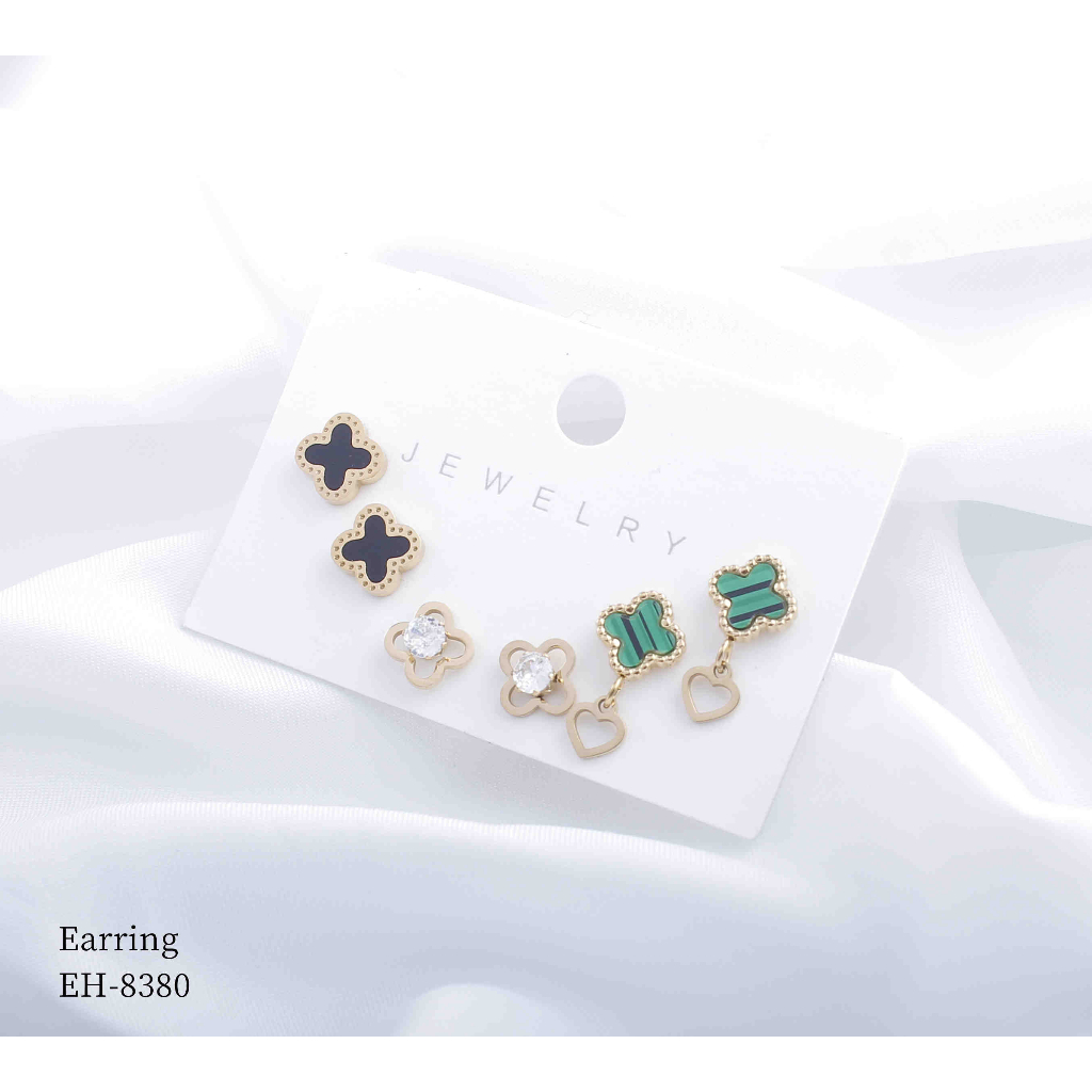 Set Perhiasan Titanium Gelang Dan Anting Warna Warni Cantik 8380/0235