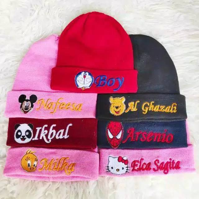 Kupluk Custom Bordir Karakter Anak Gratis Nama Suka Suka