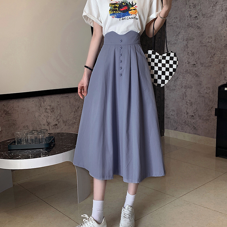 yikoo-Rok panjang mixi skirt temperamen wanita korea rok wanita