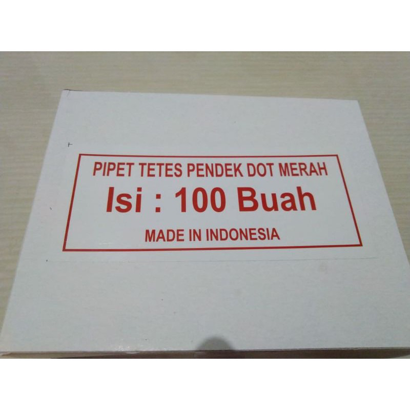 pipet tetes pippete pipet kaca pendek 9 cm 9cm dot merah isi 100