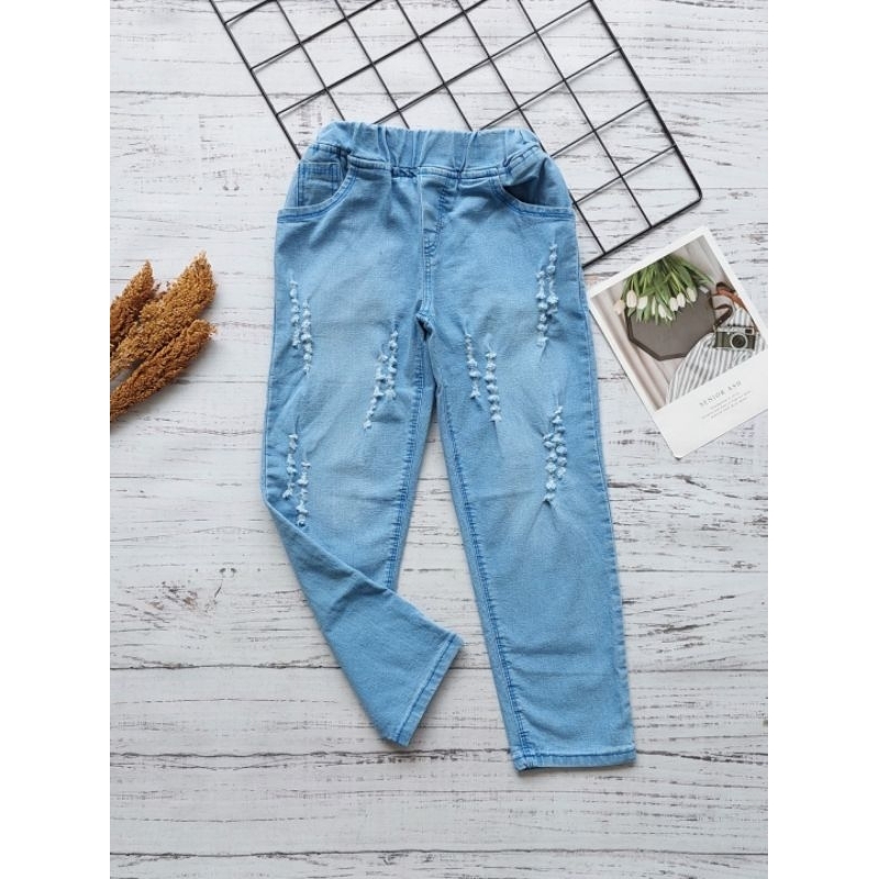 CELANA JEANS RIPPED PANJANG ANAK UNISEX ( CEWE/COWO )