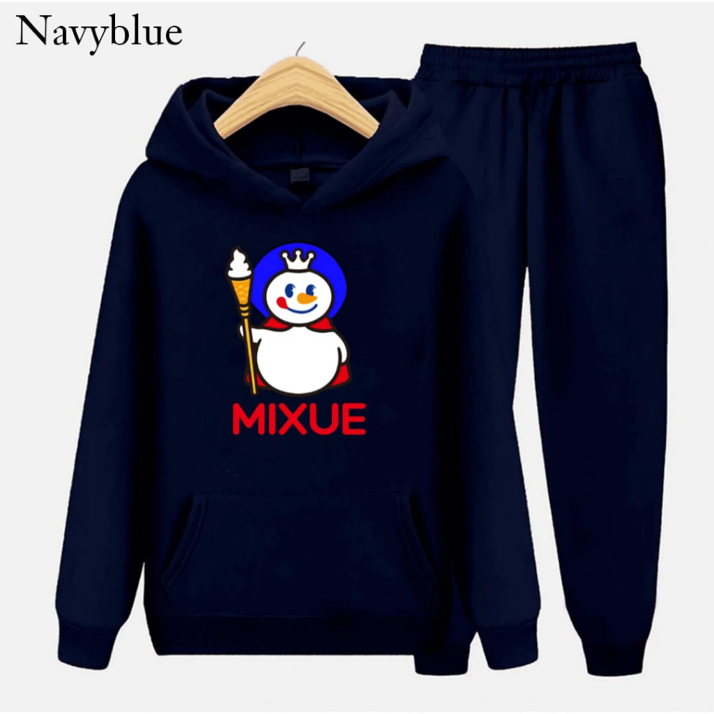 Hzl_outfit Setelan Sweater Hoodie Anak Uniseks Mixue Shake S,M,XL