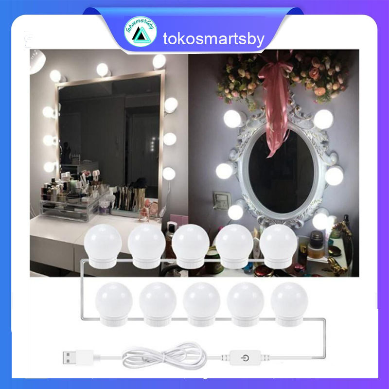 Vanity Mirror Lamp / Lampu LED Meja Rias Make Up 4/6/10 Bohlam BISA GANTI 3 PILIHAN Warna