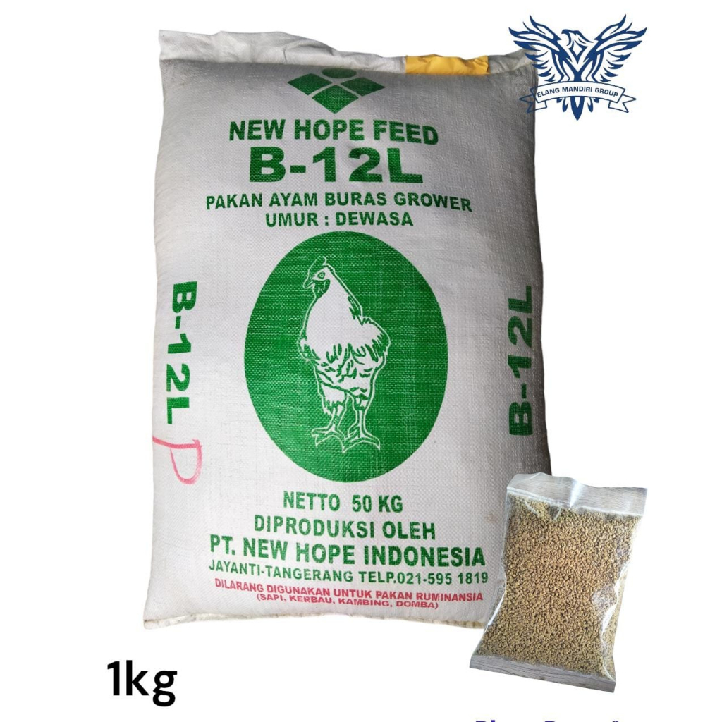 Repack 1Kg B12L NEW HOPE FEED Pakan Ayam Buras Grower Pur Ayam B-12L Penampungan