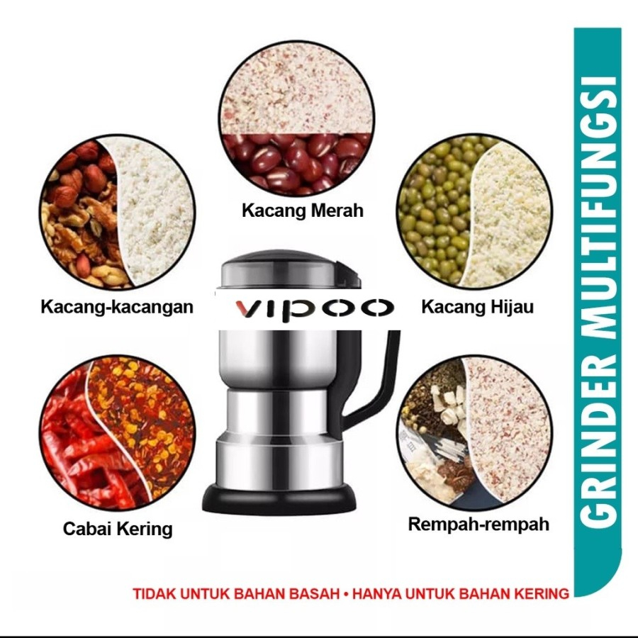 COD Mesin Penggiling biji kacang kopi 400g, Grinder Coffee Elektrik Vipoo V-1105