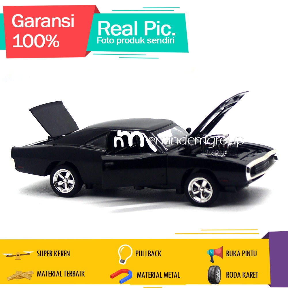 Miniauto Diecast Miniatur Mainan Mobil Metal Dodge Charger 1/32