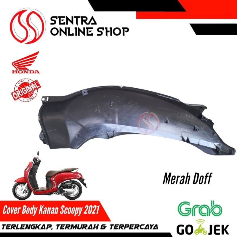 Cover body bodi kanan scoopy new prestige 2021 merah doff dop original