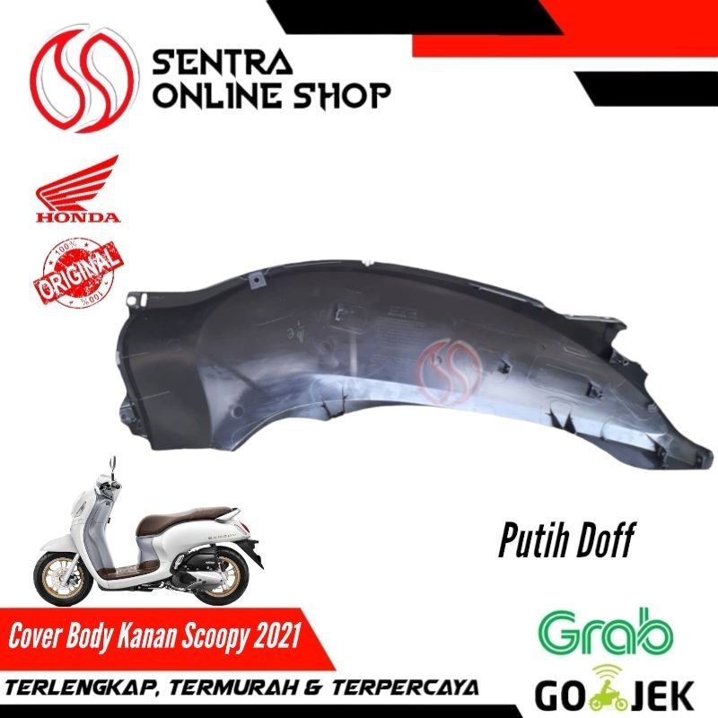 Cover body bodi kanan scoopy new prestige 2021 putih doff dop original
