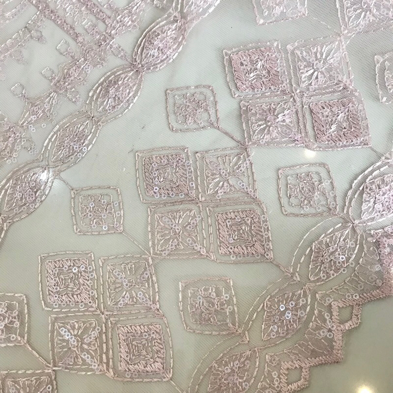 Kain tulle bordir motif etnik springel/payet senada.new!!