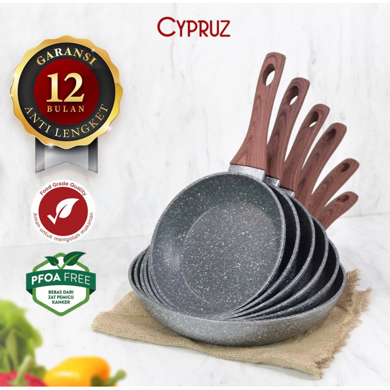 Cypruz Fry Pan Marble Induksi 24cm - Frypan Cypruz - Wajan Marbel