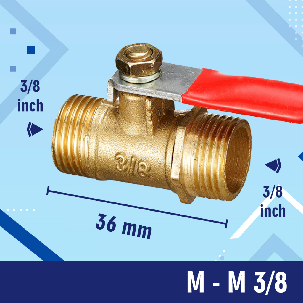 BALL VALVE / STOP KRAN / KERAN KUNINGAN male to male M-M 1/4 1/2 3/8 1/8