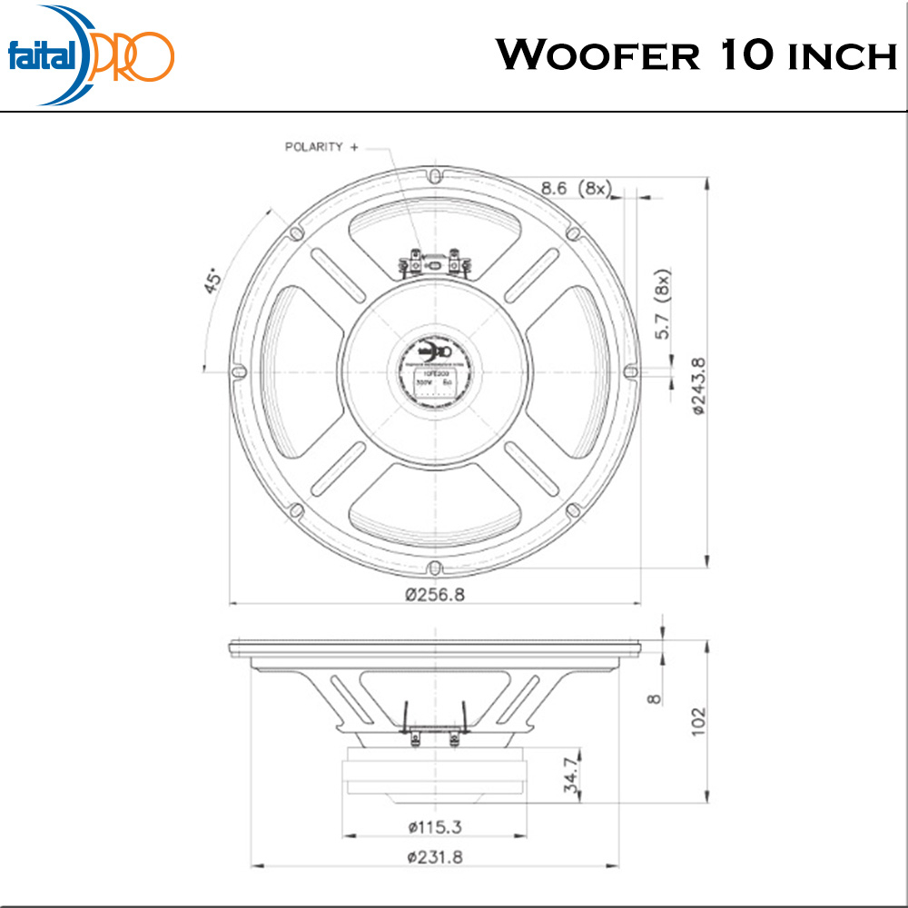 Faital Woofer Speaker Komponen 10 inch 10FE200 8 ohm Ferrite