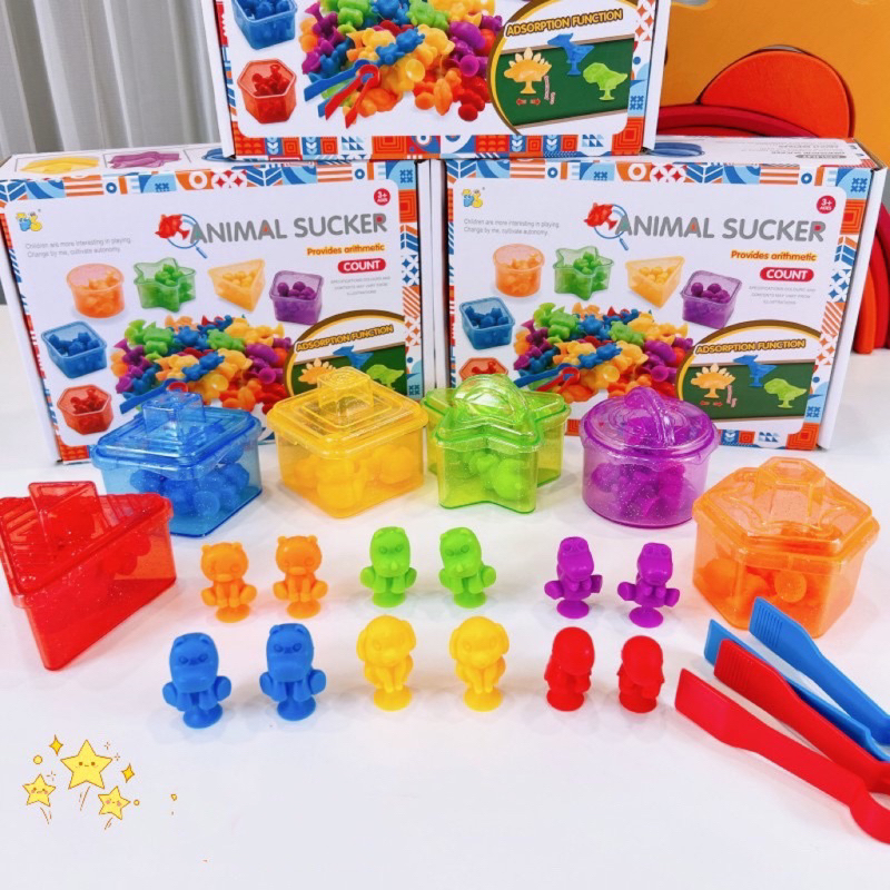 suction animal toys classification sorting color shape mainan edukasi anak