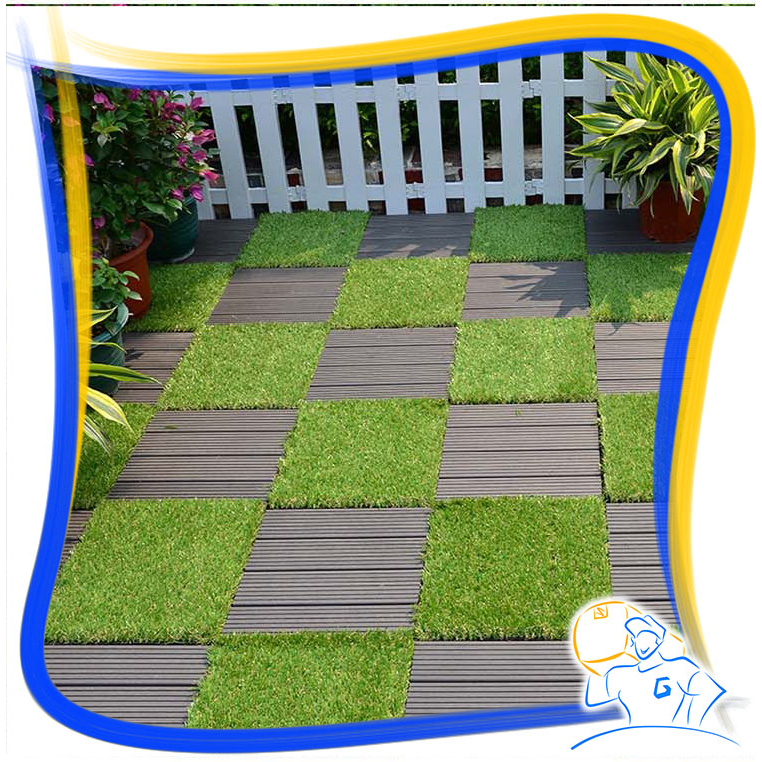 Karpet Rumput Sintetis Palsu Swiss Grass 100 x 100 cm 1 meter Tebal 20 mm Full Hijau Dekorasi Outdoor