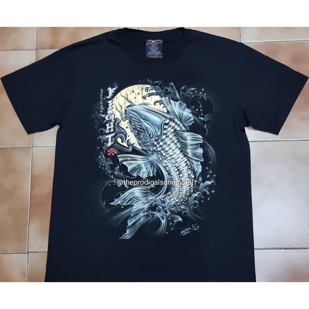 Kaos Rock Chang Import Size XXL Ikan Koi 2 3D Glow in The Dark