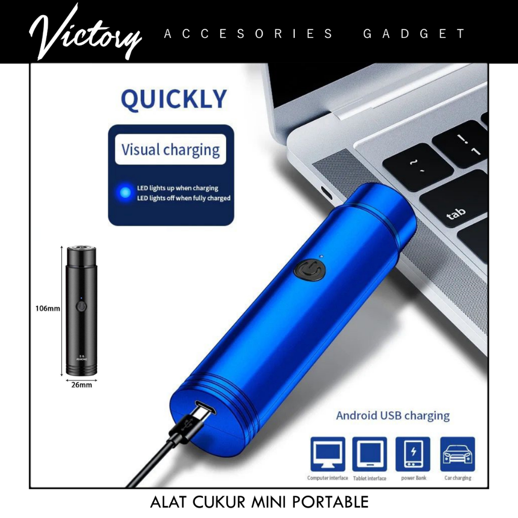 VICTORY Alat Cukur Elektrik Mini Portable USB - Pisau Cukur Jenggot Recharge