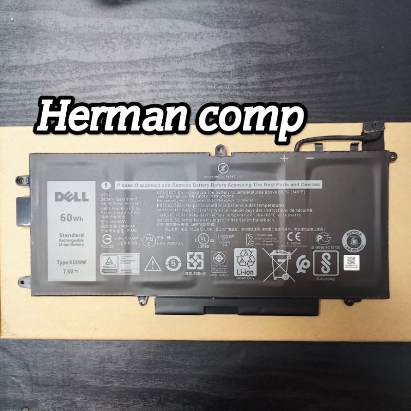 Original Baterai Dell Latitude 5289 7380 7390 2-in-1 K5XWW 60WH