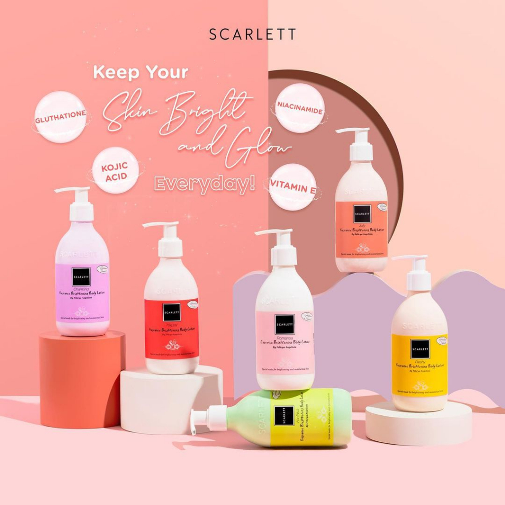 [LB] SCARLETT WHITENING BODY LOTION SABUN SHOWER SCRUB ROMANSA CHARMING JOLLY FRESHY POME HAPPY LOVING LOTION SABUN FACIAL WASH SAMPO SCARLETT