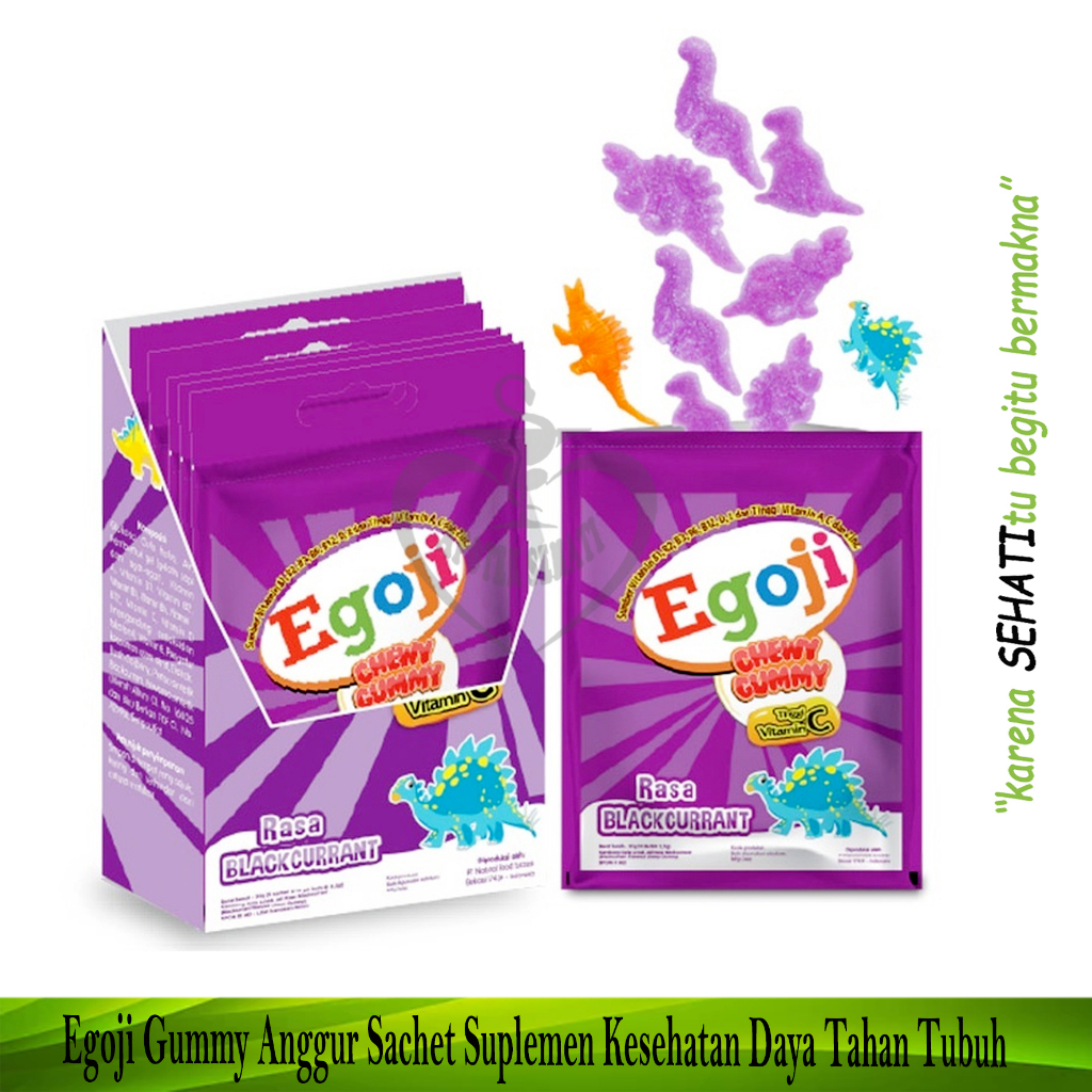 Egoji Dino Gummy Permen Vitamin A B Komplek C D E Zink