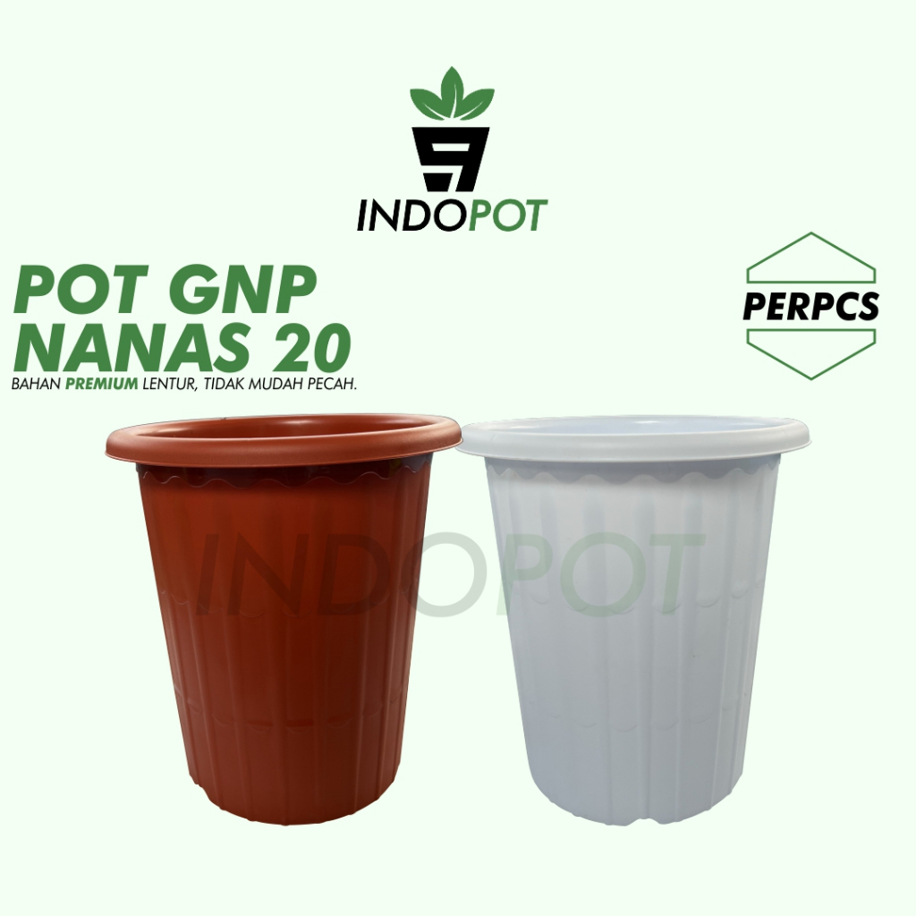 Pot bunga TInggi GNP Nanas Ukuran 20 Warna Putih Merah Pot 20cm