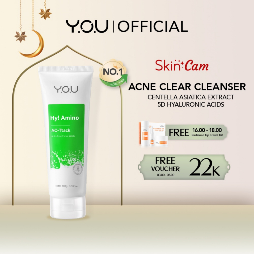 [ FREE GIFT ] YOU Facial Wash Hy! Amino Anti Acne Sabun Cuci Muka Acnes Creamy Wash - Mencegah Jerawat Di Wajah