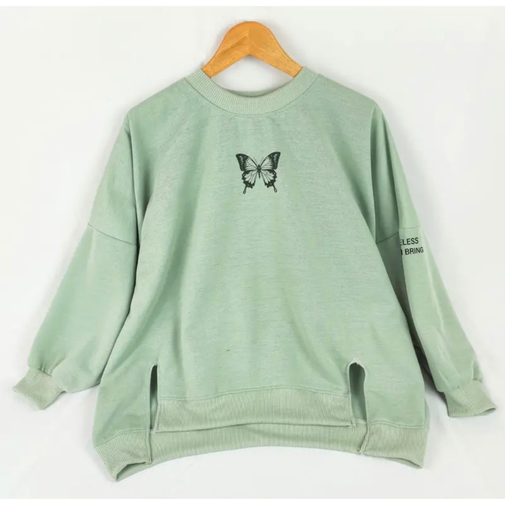 SWEATER XXXL OVERSIZE HOPELESS BUTTERFLY JUMBO NEALAH PINGGIR KOREAN STYLE BAHAN FLEECE