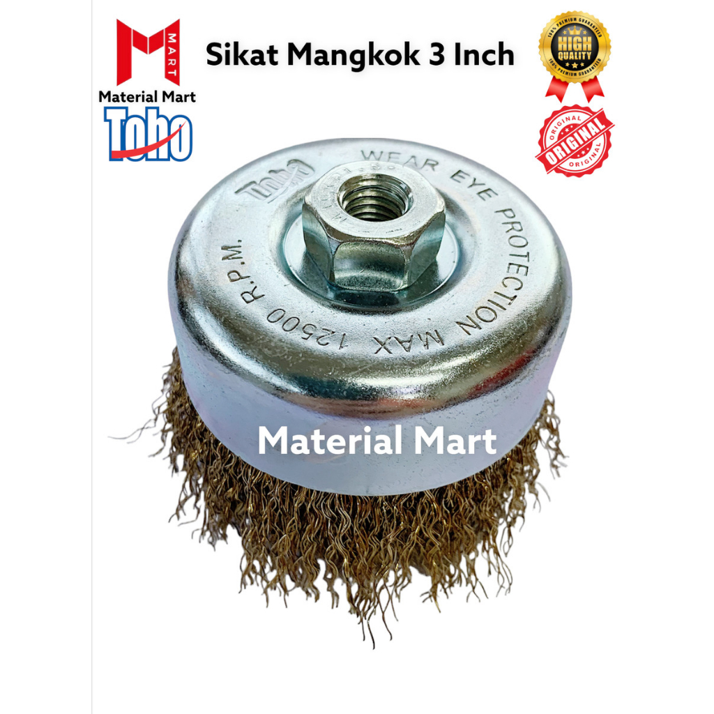 Sikat Kawat Mangkok TOHO kuningan ASLI | Cup Brush 3&quot; kuning ORIGINAL | Material mart