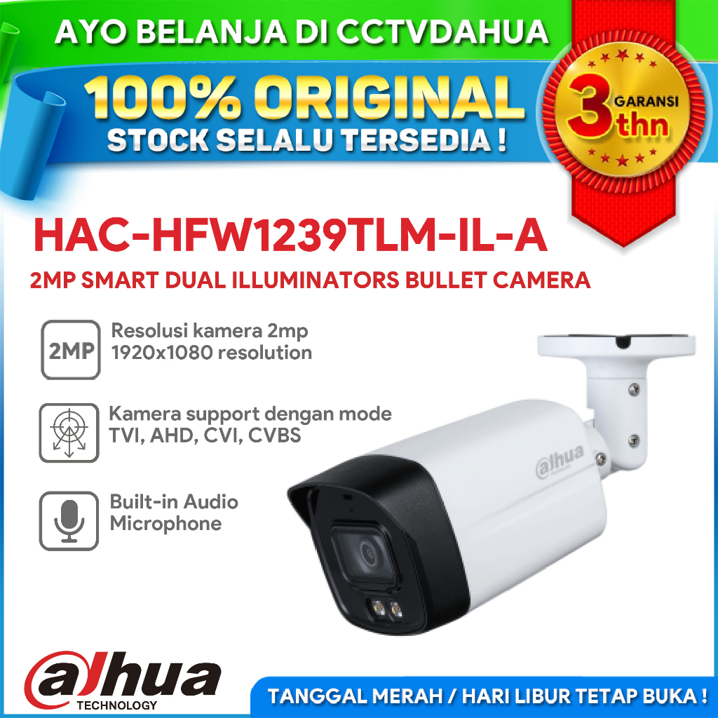 DAHUA HAC-HFW1239TLM-IL-A 2MP SMART DUAL ILLUMINATORS BULLET CAMERA