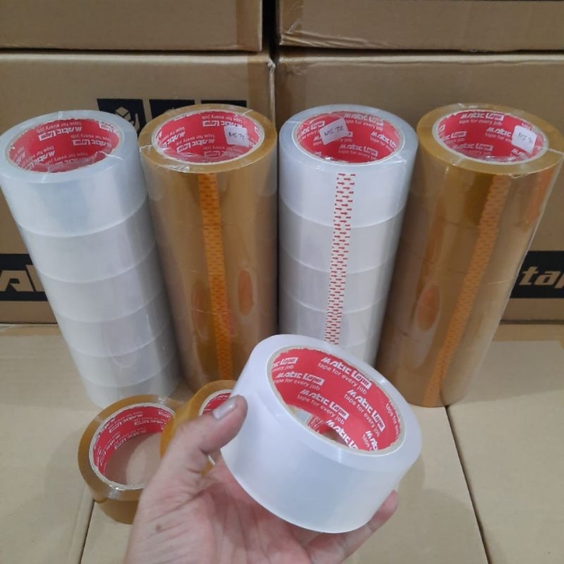 

Lakban Isolasi Ukuran 45mm x 90yard 2inc Bening dan Coklat