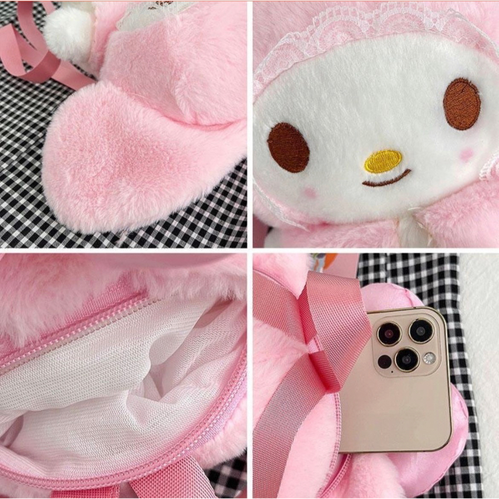 Tas boneka ransel melody sanrio kawaii cute bulu lolita