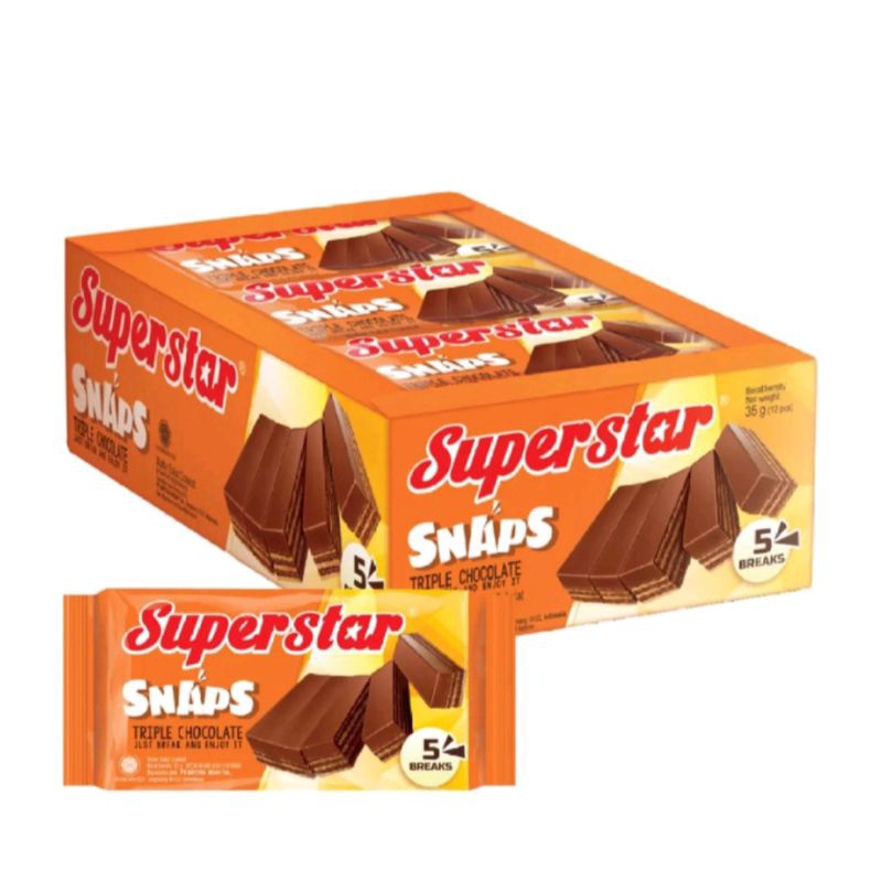 SUPERSTAR Snaps 5 Breaks Wafer Coklat 1 Box isi 12 Pcs