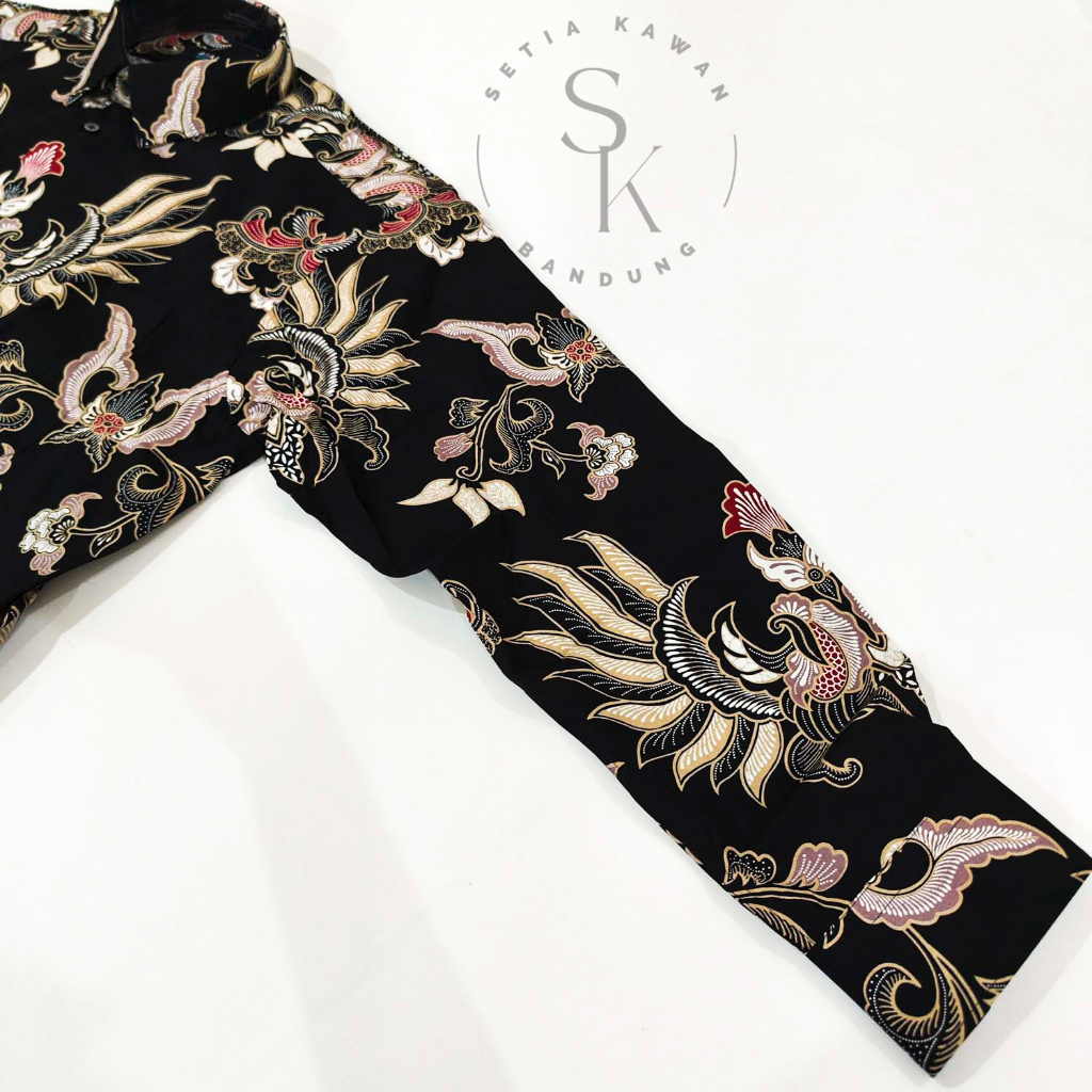 Kemeja ALISAN Corak Batik Print Regular Fit Lengan Panjang ( Seri 00621 List Coklat Jumbo )