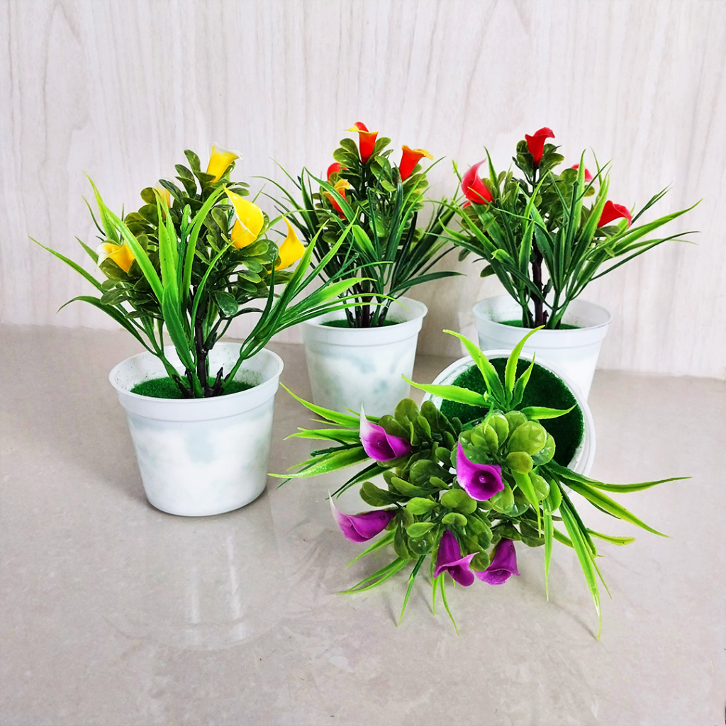 Satu7an PBP19 BUNGA TULIP PLASTIK PALSU POT BUNGA TANAMAN HIAS DECORATION FLOWER TULIPS ARTIFICIAL