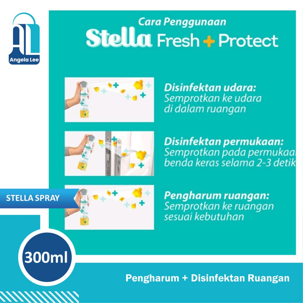 Stella Disinfectant Spray Fresh+Protect Pengharum Ruangan &amp; Semprot Barang 300ml Aerosol