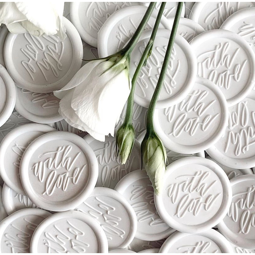 

(ASC) With Love 1 (White) - 1 Pcs wax Seal coin instan segel lilin undangan vintage no minimum