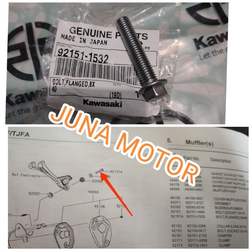 baut dudukan knalpot selencer silencer Ninja 250fi 250 fi New 2018 Original