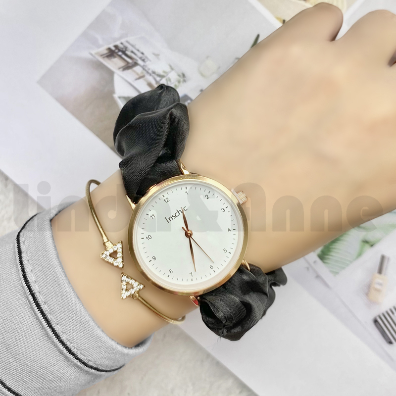 Jam tangan Wanita Kecil Analog Quartz Korea New Fashion Retro Scrunchie Watch