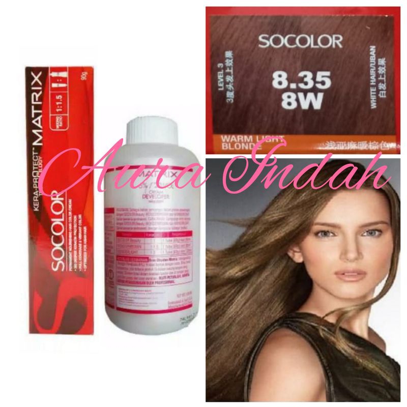 MATRIX SOCOLOR NO. 8.35 / 8W WARM LIGHT BLONDE DAN OXYDANT 135ML